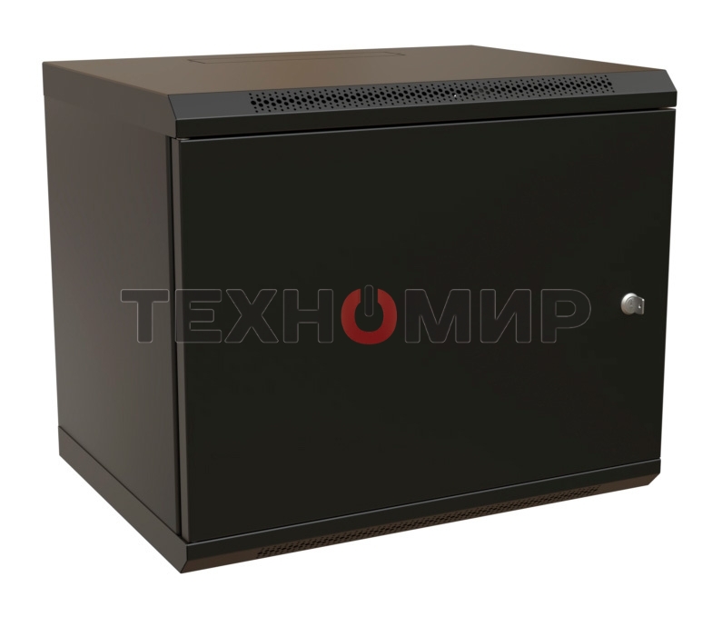 Шкаф коммутационный WRline (WR-TW-1545-SR-RAL9004) настенный 15U 600x450 мм пер. дв. металл 2 бок. пан. 60 кг черный 370 мм 775 мм IP20 сталь