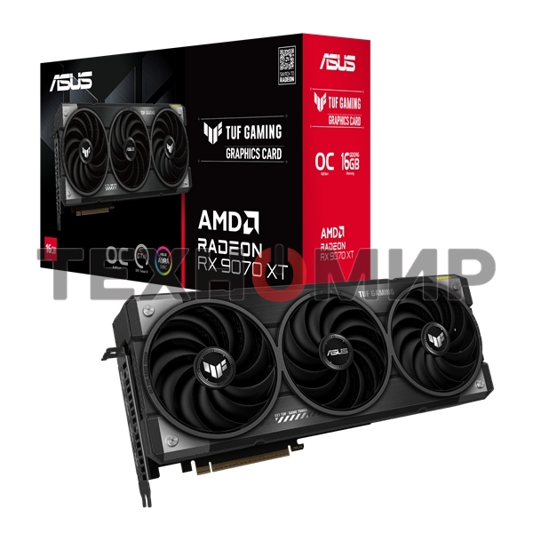 Видеокарта ASUS RX9070XT TUF GAMING OC 16Gb GDDR6 256bit 3xDP HDMI 3FAN RTL TUF-RX9070XT-O16G-GAMING