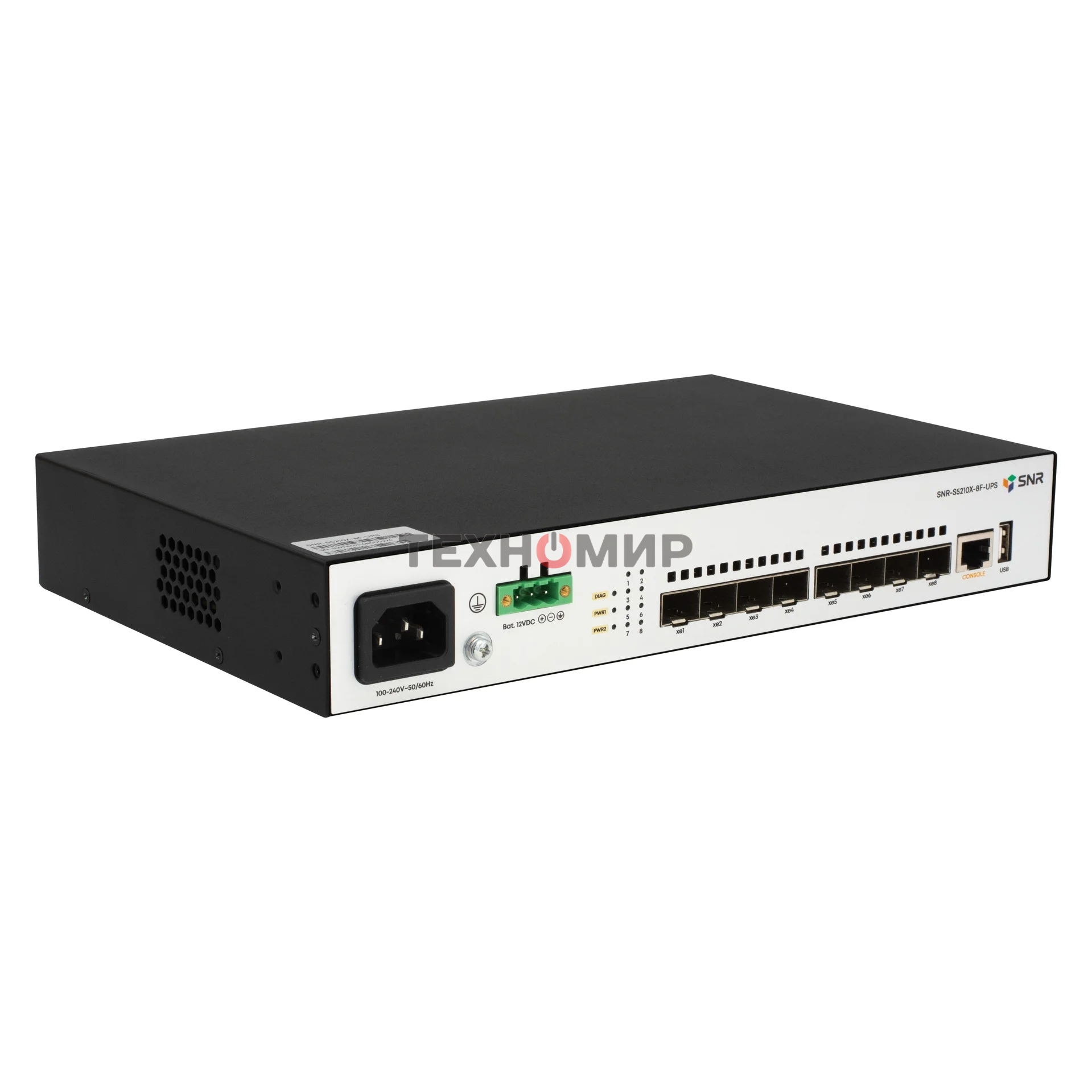 Коммутатор управляемый уровня SNR 2+, 8 x 1/10GE SFP+. Питание: 220V AC + встроенный UPS 12V