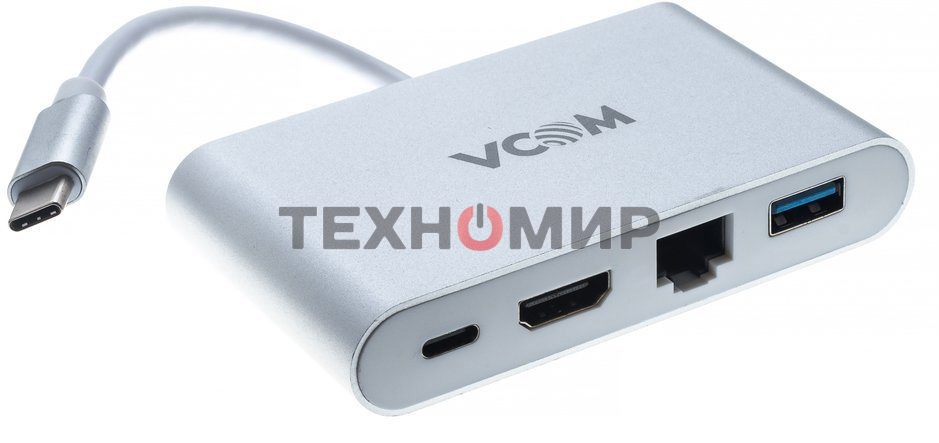 Кабель-адаптер USB3.1 Type-CM-->HDMI+USB3.0+RJ45+PD charging VCOM