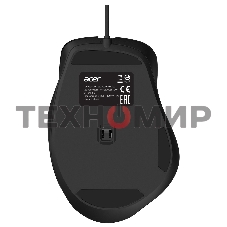 Мышь проводная Acer OMW120 черный, 2000 dpi, USB, кнопки - 6
