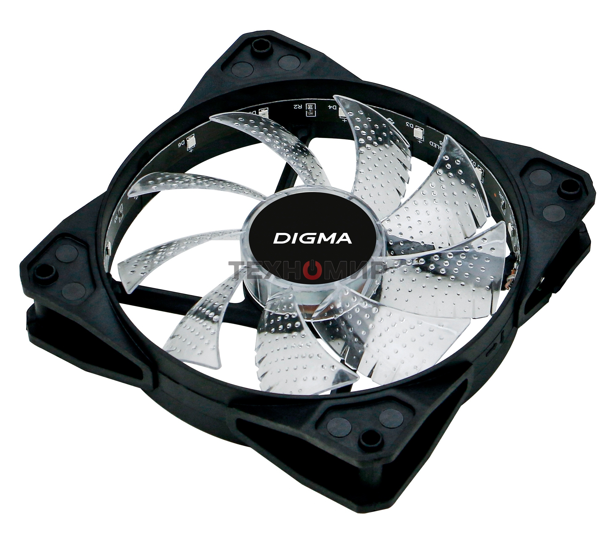 Вентилятор для корпуса Digma DFAN-FRGb2 черный, 120 мм, 1200 об/мин, 23 дБ, 4 pin