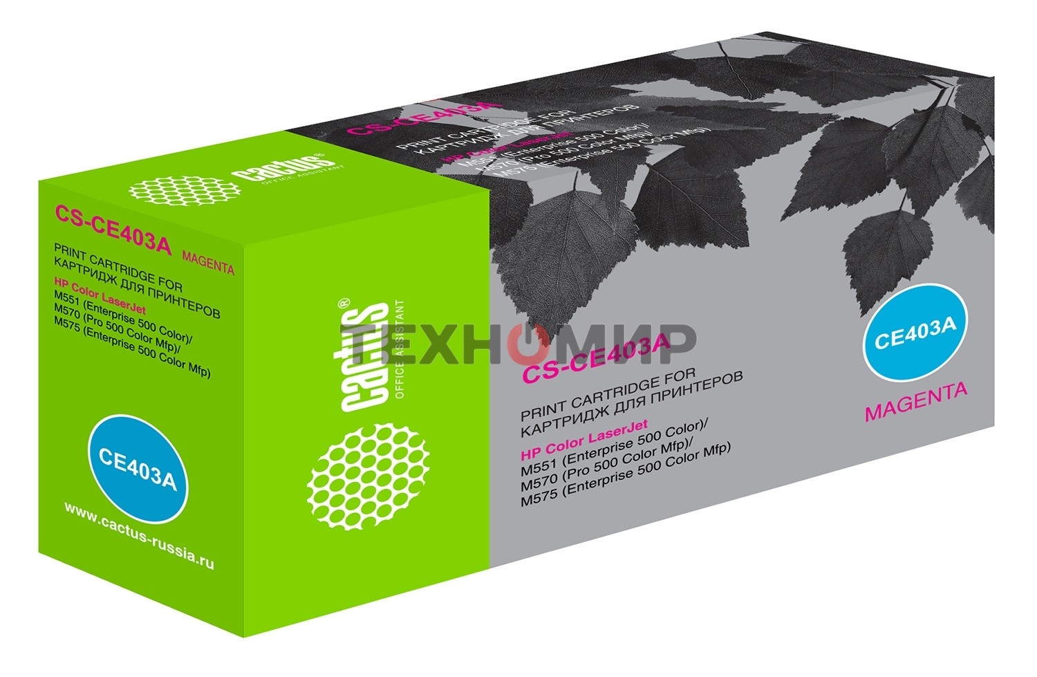 Картридж лазерный Cactus CS-CE403A пурпурный (6000 стр.) для HP CLJ Color M551 series