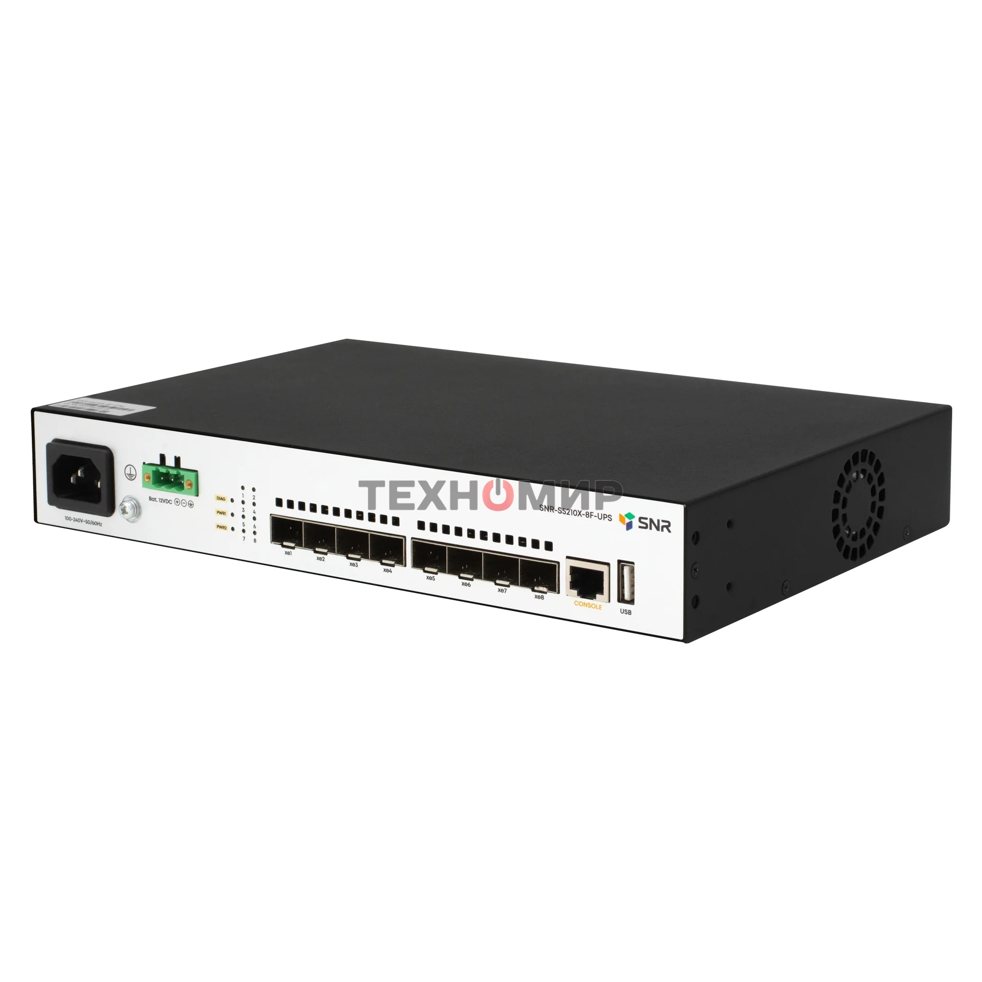 Коммутатор управляемый уровня SNR 2+, 8 x 1/10GE SFP+. Питание: 220V AC + встроенный UPS 12V