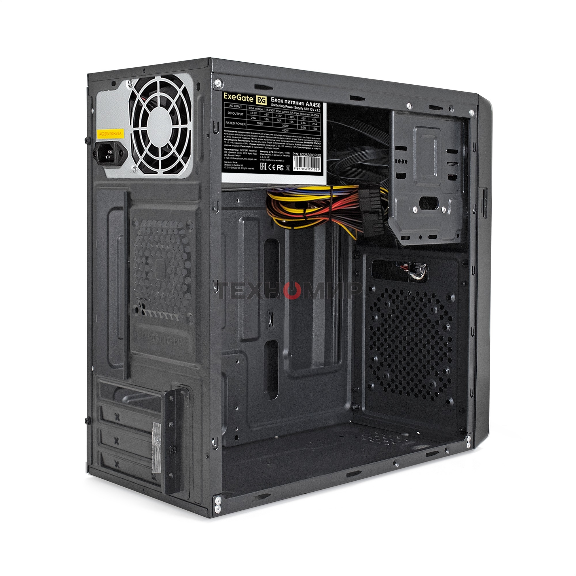 Компьютерный корпус Minitower ExeGate EX286426RUS BA-309-450W-8 (mATX, БП AA450 с вент. 8см, 2хUSB, HD аудио, черный)