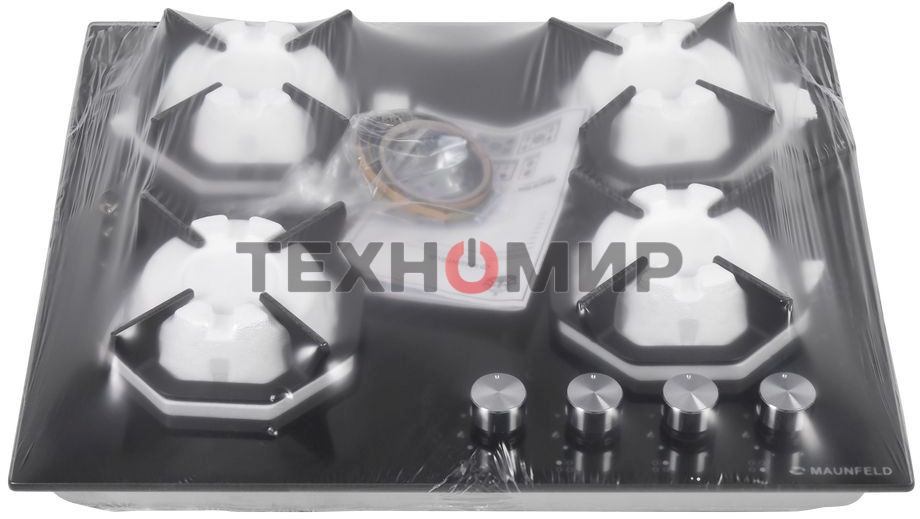 Газовая варочная панель Maunfeld EGHG.64.23CB/G, 4 конфорки, закаленное стекло, черный