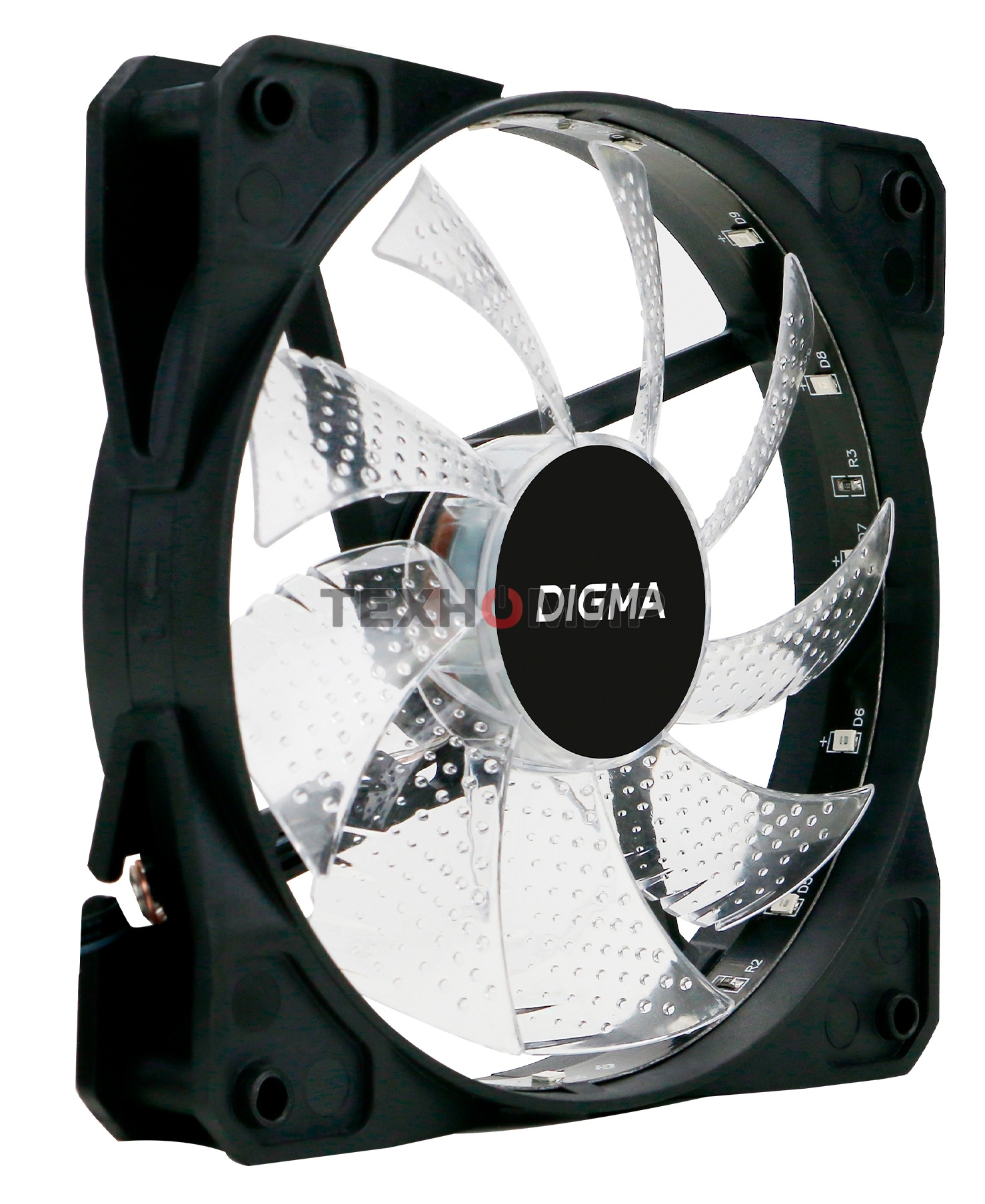 Вентилятор для корпуса Digma DFAN-FRGb2 черный, 120 мм, 1200 об/мин, 23 дБ, 4 pin