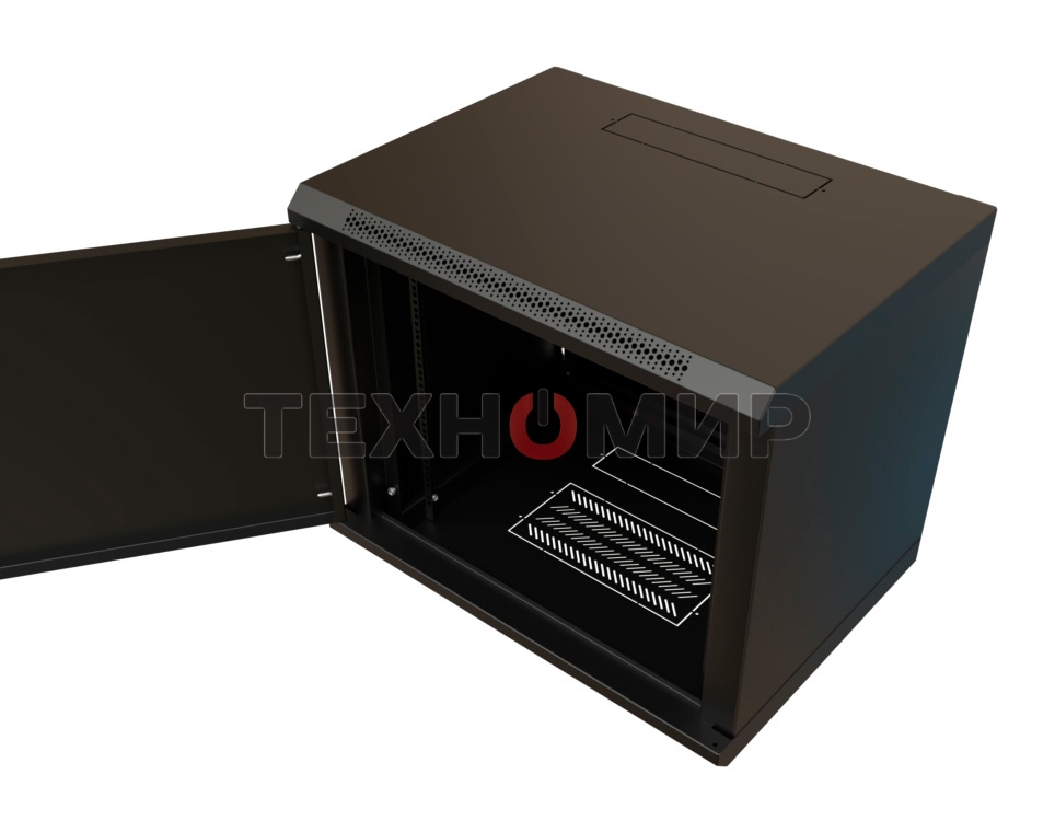 Шкаф коммутационный WRline (WR-TW-1545-SR-RAL9004) настенный 15U 600x450 мм пер. дв. металл 2 бок. пан. 60 кг черный 370 мм 775 мм IP20 сталь