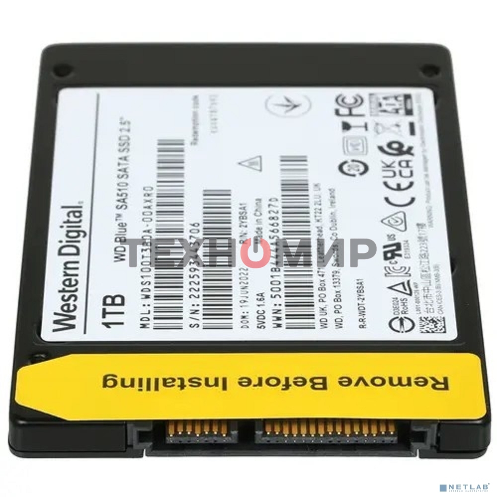 Накопитель SSD WD Blue SA510 WDS100T3B0A, 1Tb, SATA III, 2.5