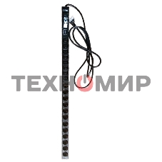 Вертикальный блок розеток, 12xSchuko + 8xC13, 250V, 16A, шнур 3 метра, вилка Schuko