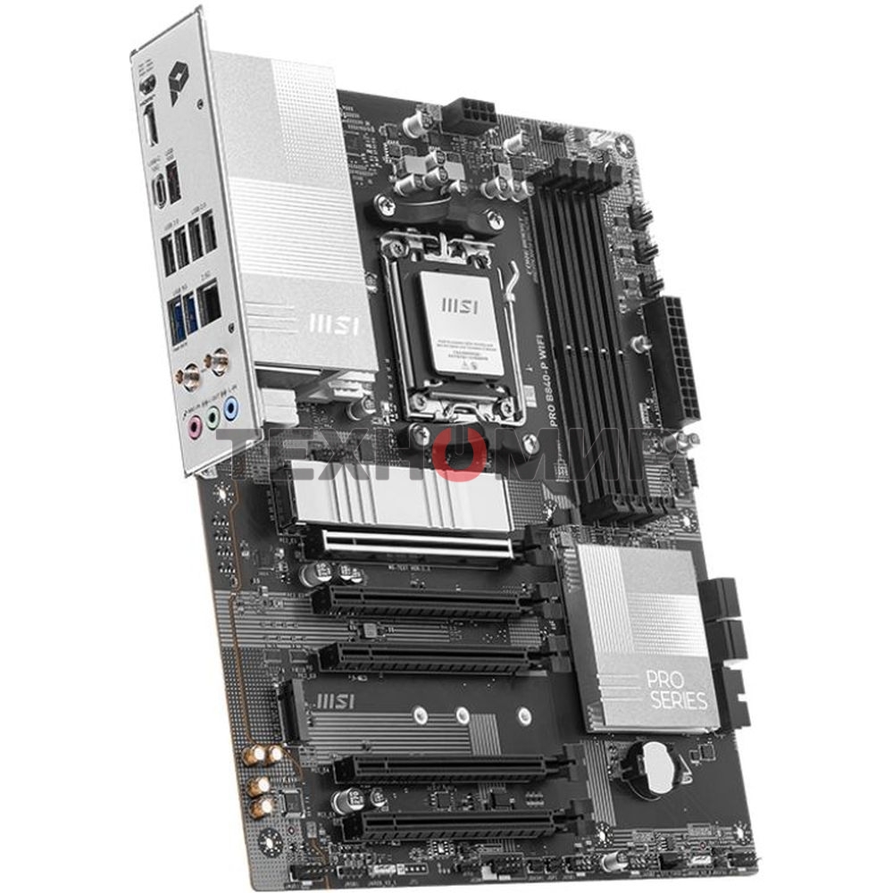 Материнская плата MSI PRO B840-P WIFI, Socket AM5, AMD B840, 4xDDR5, 4xSATA, 2xM.2, 1xPCI-E 4.0 x16, 1xPCI-E 3.0 x4, 3xPCI-E 3.0 x1, 1xHDMI, 1x 2.5Gb LAN, 4xUSB-A 2.0, 2xUSB-A 5Gbps, 1xUSB-C 5Gbps, 1xUSB-A 10Gbps, 1xUSB-C 10Gbps, 3x3.5 мм, 7.1, ATX