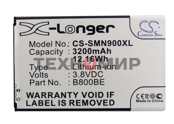 Аккумулятор CameronSino CS-SMN900XL (B800BC) для Samsung Note 3 N9000 3.8V, 3200mAh, 12.16Wh