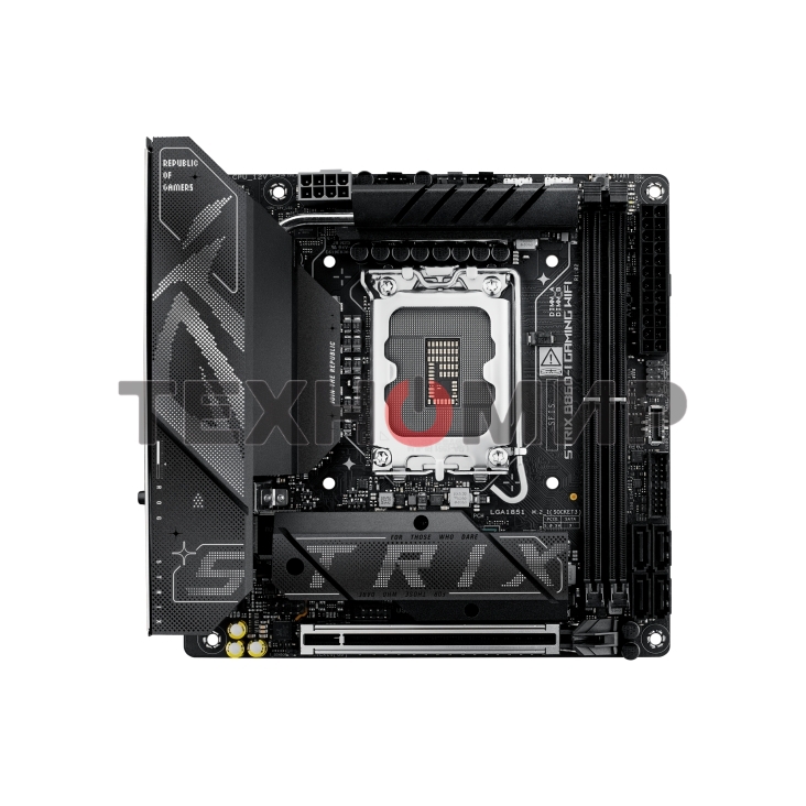 Материнская плата ASUS ROG STRIX B860-I GAMING WIFI, LGA1851, Intel B860, 2xDDR5, 4xSATA, 2xM.2, 1xPCIe 5.0 x16, 1xDP, 1xHDMI, 1xThunderbolt 4, 1x2.5Gb LAN, Wi-Fi 7, 2xUSB 2.0, 3xUSB 3.2 Gen 1, 1xUSB 3.2 Gen 2, 1xUSB 3.2 Gen 2x2, 1xUSB-C, 1xS/PDIF, 2x3.5 