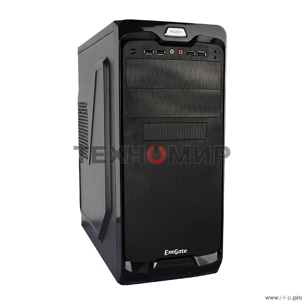 Компьютерный корпус Miditower ExeGate UN-604 Black, ATX, (UN400, 120мм) 2хUSB+2хUSB 3.0, Audio