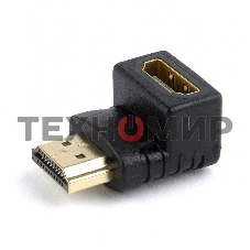 Переходник Cablexpert HDMI-HDMI 19F/19M, угловойсоединитель 90 градусов, золотые разъемы (A-HDMI90-FML)
