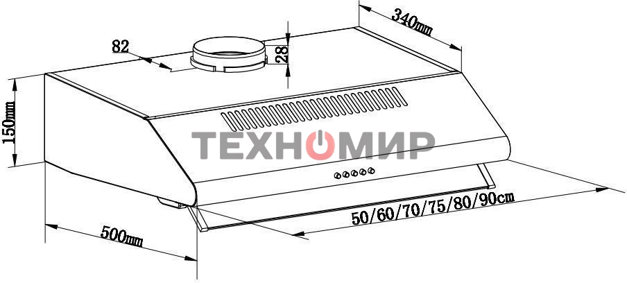 Вытяжка козырьковая Maunfeld MP-1 60 черный, 60 см, 520 куб. м/ч, 49 дБ