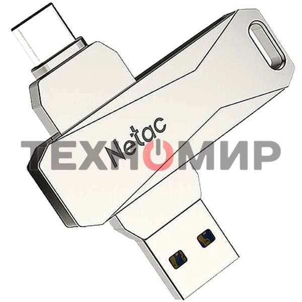 Флешка USB Netac U782C, 256Gb, USB 3.0, серебристый