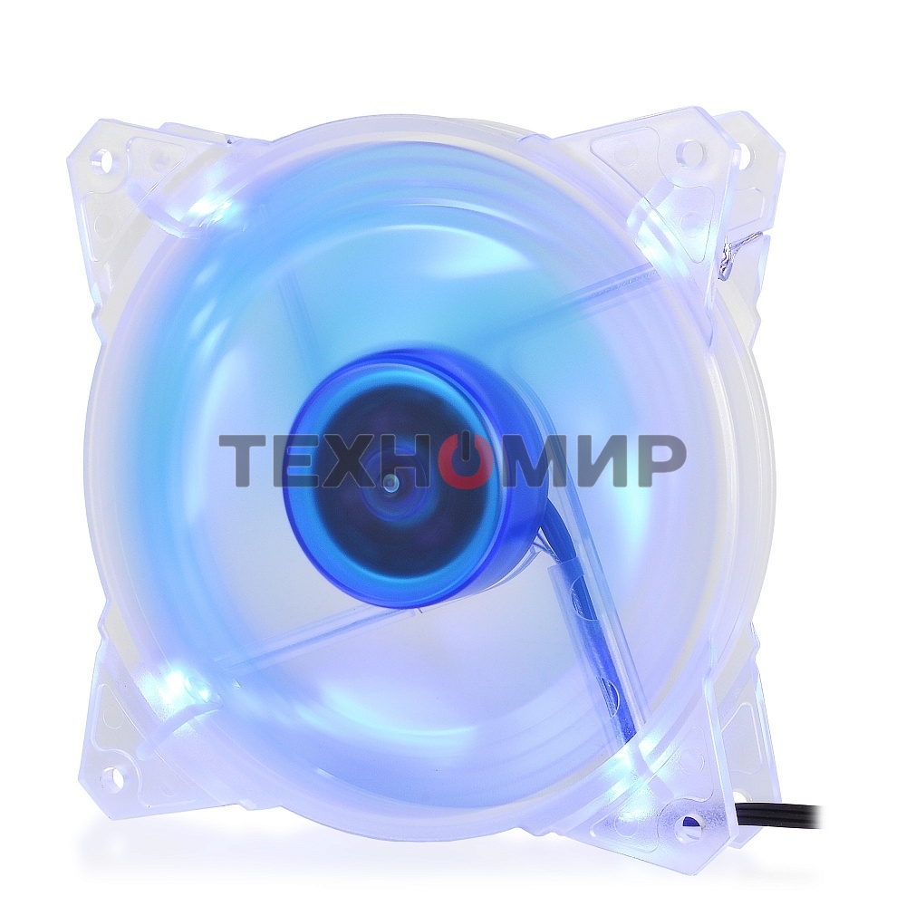 Вентилятор для корпуса Crown CMCF-12025S-1211 прозрачный/синий, 120 мм, 1650 об/мин, 28 дБ, 3 pin