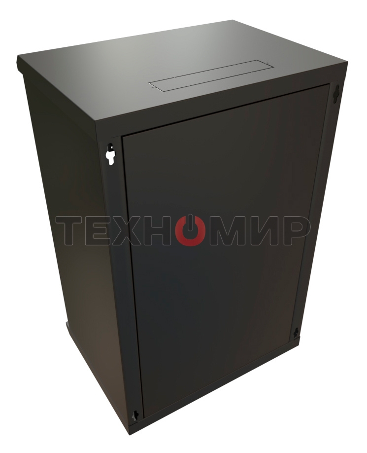 Шкаф коммутационный WRline (WR-TW-1845-SR-RAL9004) настенный 18U 600x450 мм пер. дв. металл 2 бок. пан. 60 кг черный 370 мм 908 мм IP20 сталь