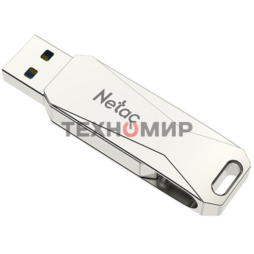Флешка USB Netac U782C, 256Gb, USB 3.0, серебристый