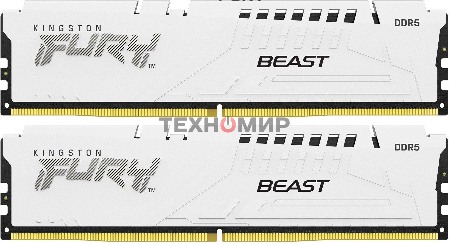 Оперативная память Kingston Fury Beast, DDR5, 32Gb (2x16GB), 6000MHz, CL36, DIMM, с радиаторами, белый