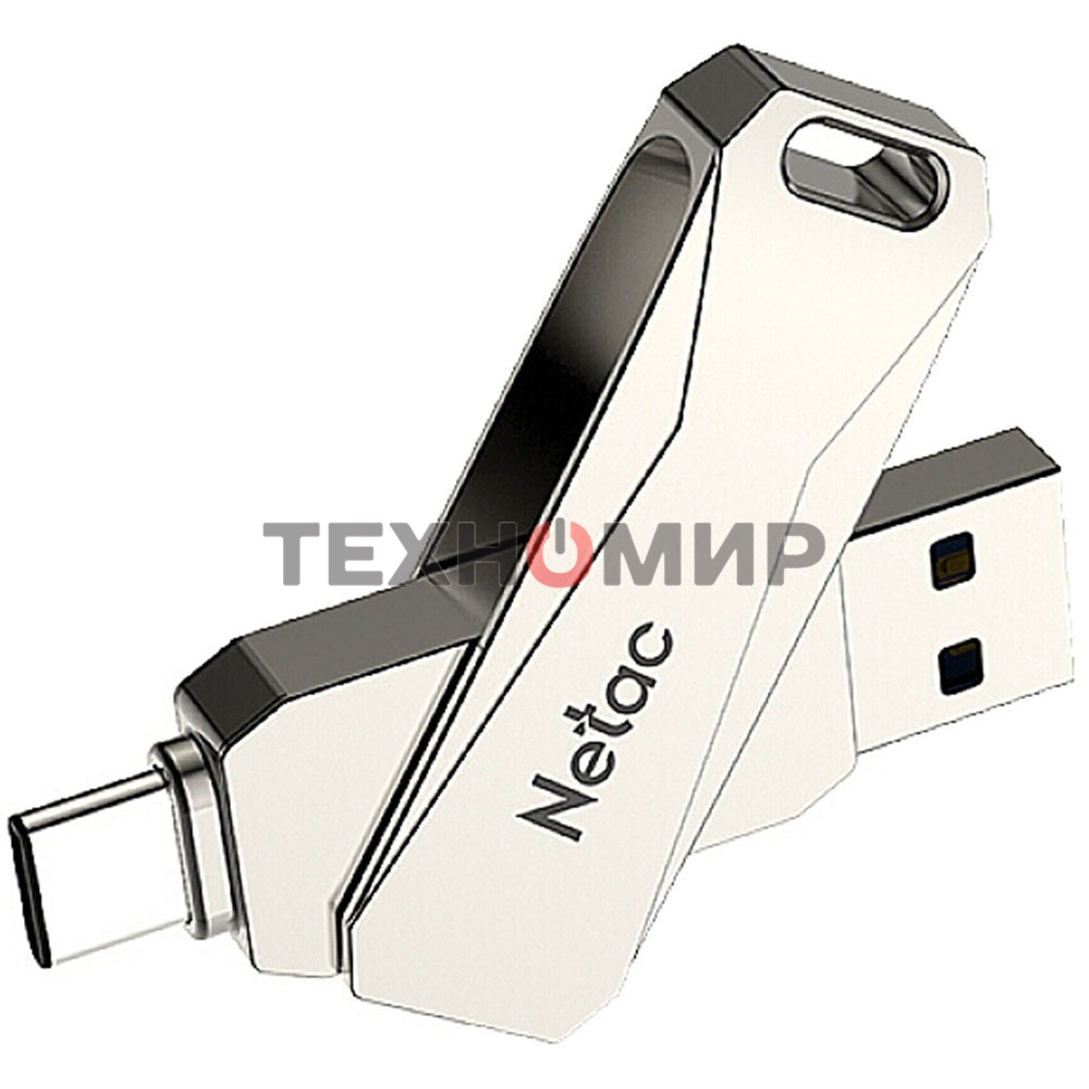Флешка USB Netac U782C, 256Gb, USB 3.0, серебристый