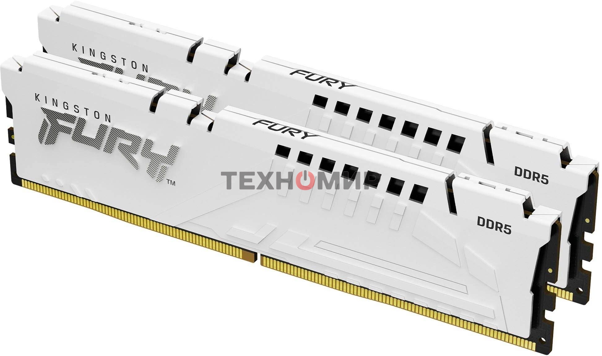 Оперативная память Kingston Fury Beast, DDR5, 32Gb (2x16GB), 6000MHz, CL36, DIMM, с радиаторами, белый