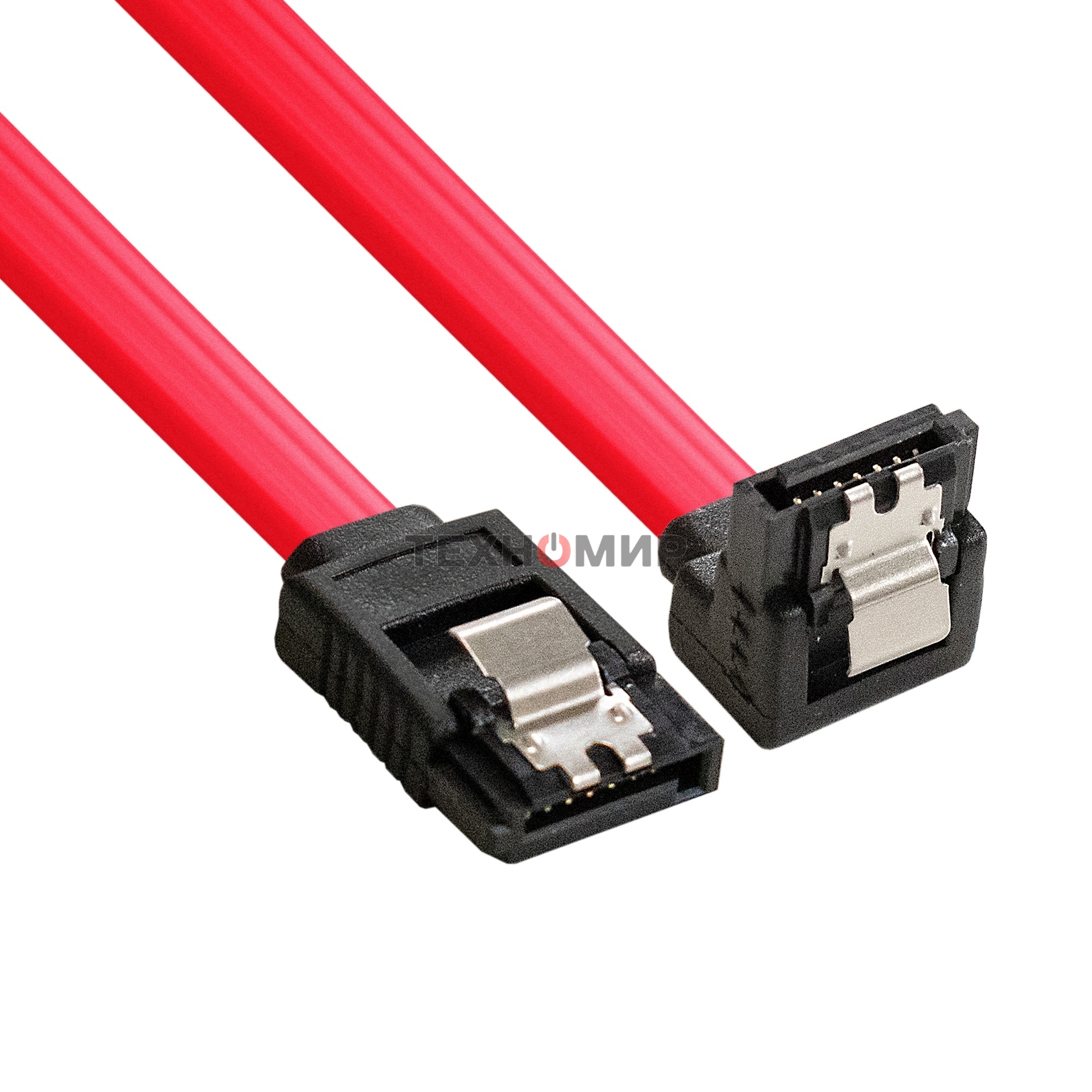 Кабель SATA ExeGate EX-CC-SATADATA90-0.5L (7pin/7pin, угловой разъем, металлические защелки, 0,5м)