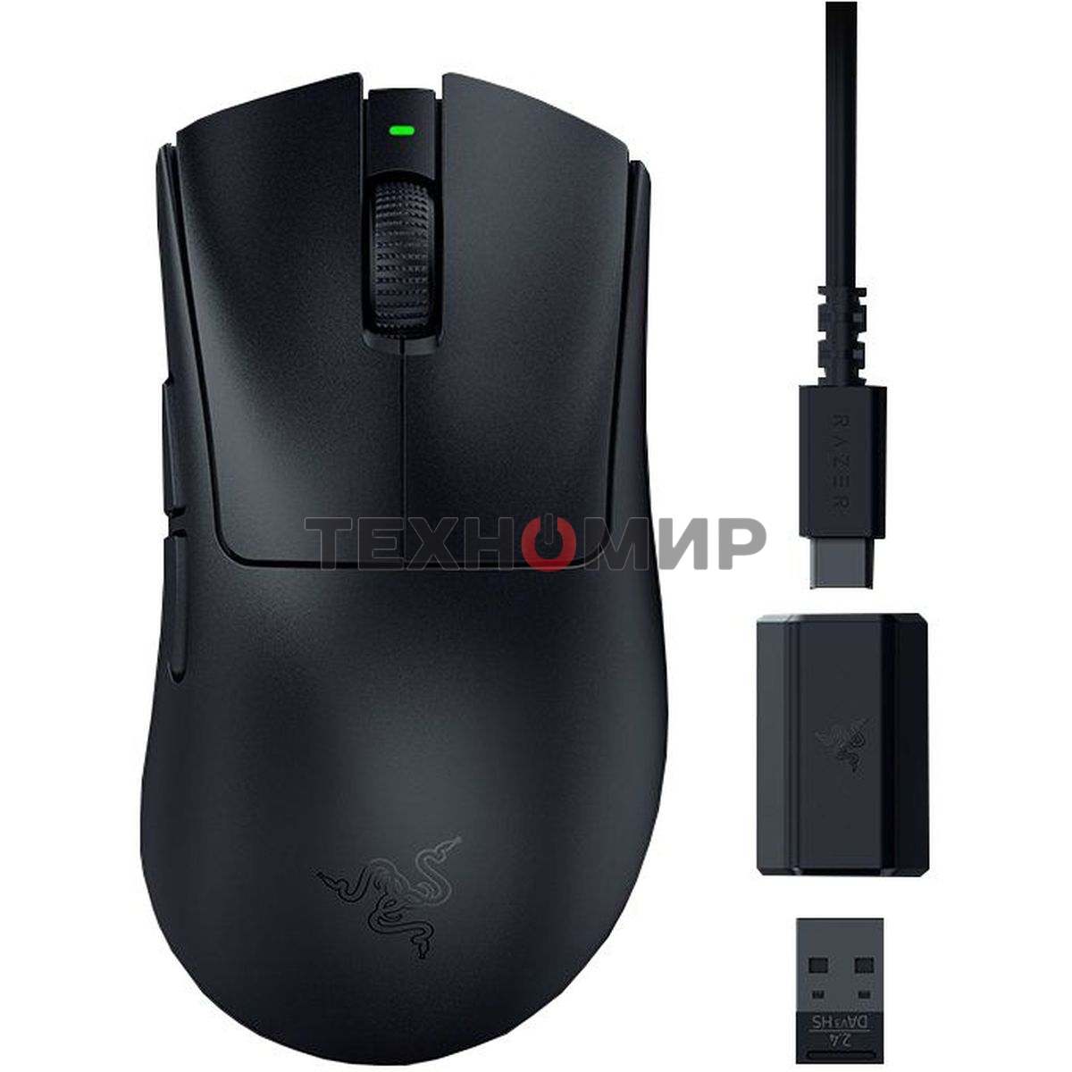 Мышь беспроводная/проводная Razer DeathAdder V3 HyperSpeed черный, 6400 dpi, радиоканал, USB, кнопки - 6
