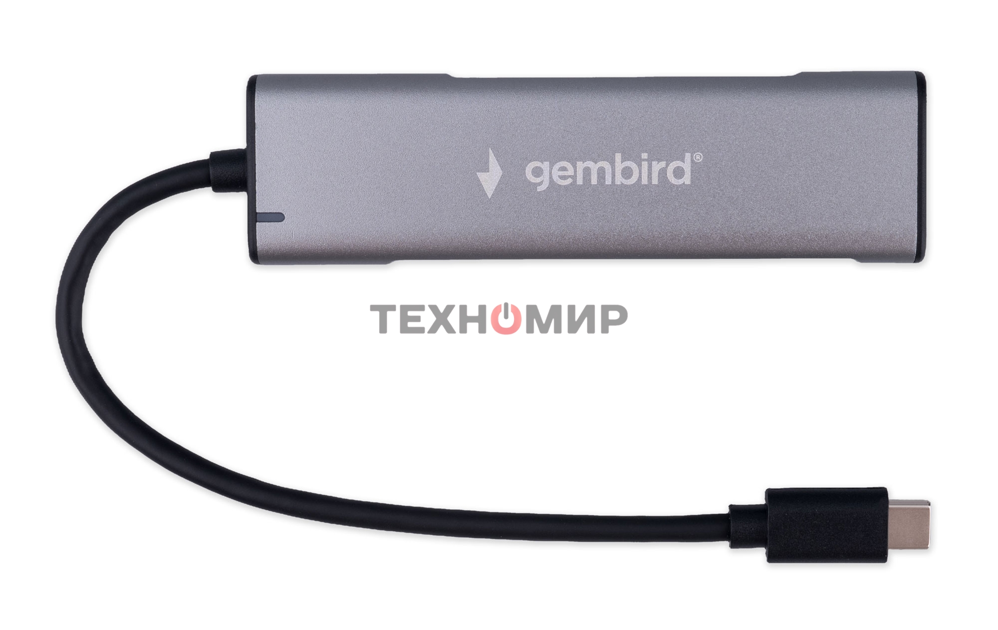 Разветвитель USB3.1 Gembird UHB-U3P7-02, 7хUSB, с доп.питанием (порт Type-C), OTG, кабель Type-C 19см, алюминий, коробка