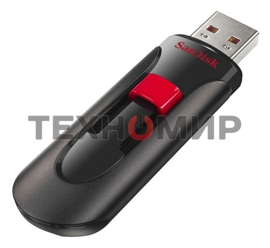 Флешка USB Sandisk CZ60 Cruzer Glide (SDCZ60-032G-B35), 32Gb, USB 2.0, R/W 30/8, черный/красный