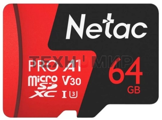 Флеш карта MicroSD card Netac P500 Extreme Pro 64Gb, retail version w/SD adapter