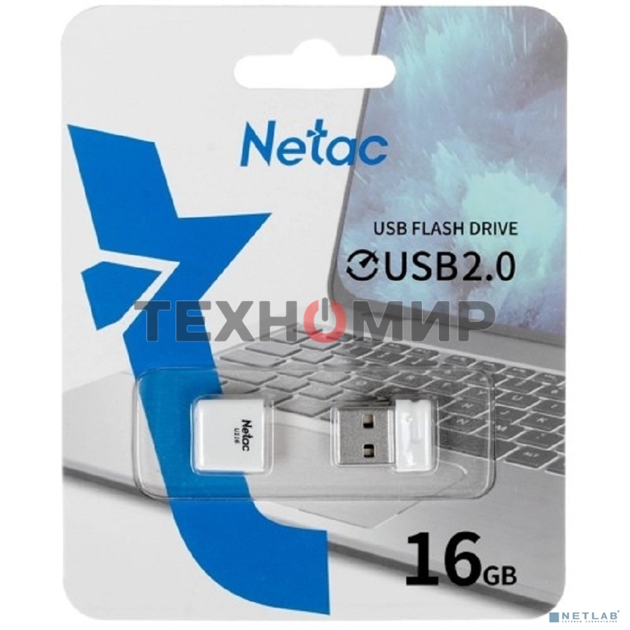 Флешка USB Netac U116 (NT03U116N-016G-20WH), 16Gb, USB 2.0, R/W 70/30, белый