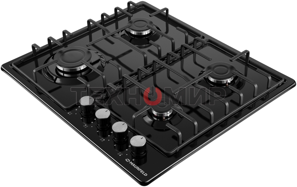Газовая варочная панель Maunfeld EGHE.64.3STS-EB/G, 4 конфорки, эмалированная сталь, черный