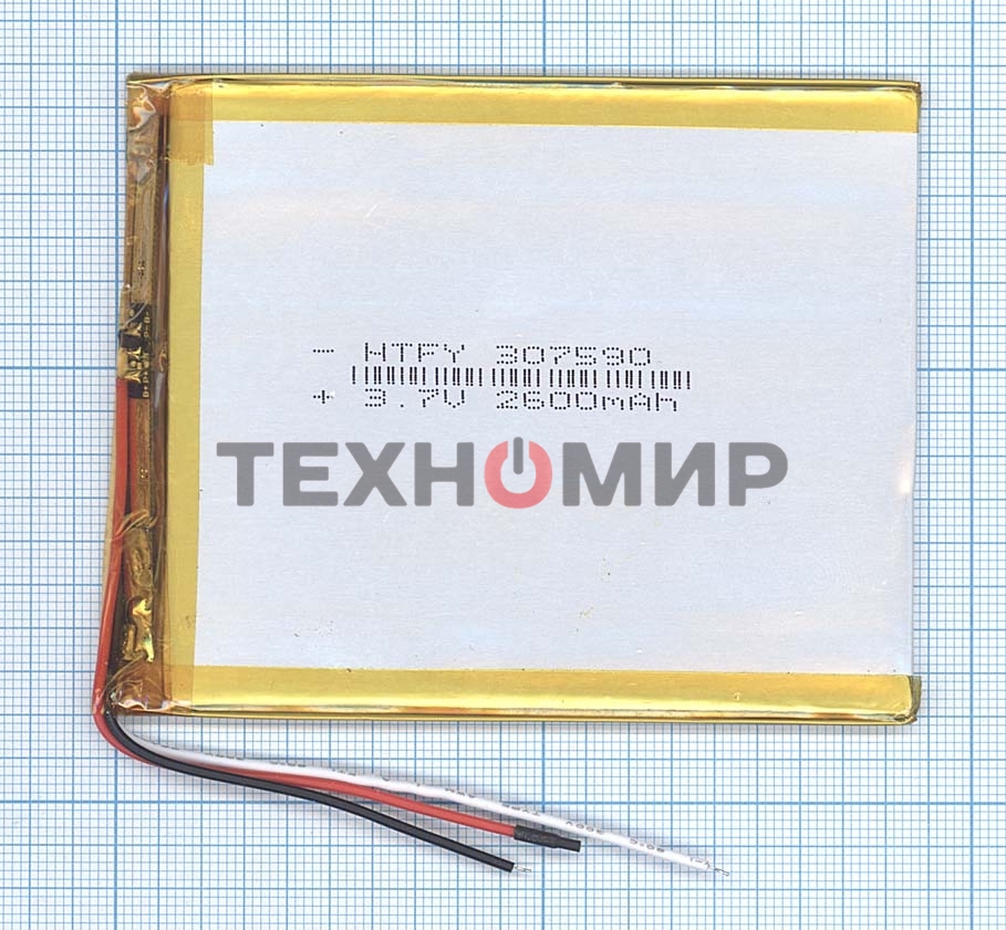 Аккумулятор Li-Pol (батарея) 3x75x90мм 3pin 3.7V/2600mAh