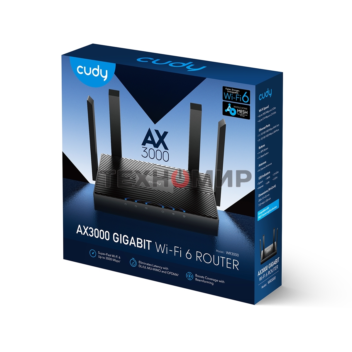 Роутер Cudy WR3000 AX3000 10/100BASE-TX/Wi-Fi черный