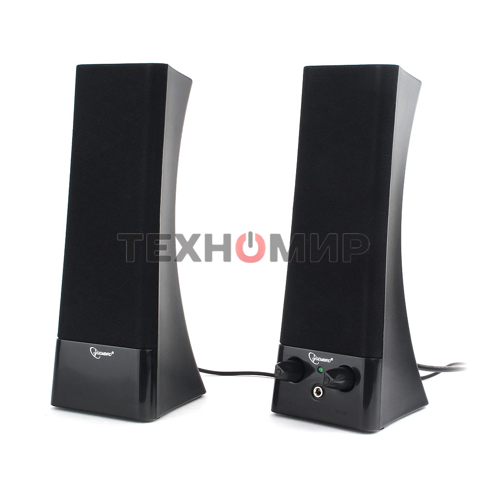 Акустическая система 2.0 Gembird SPK-500, черный, 6 Вт, рег. громкости, разъем для наушников, питание от сети