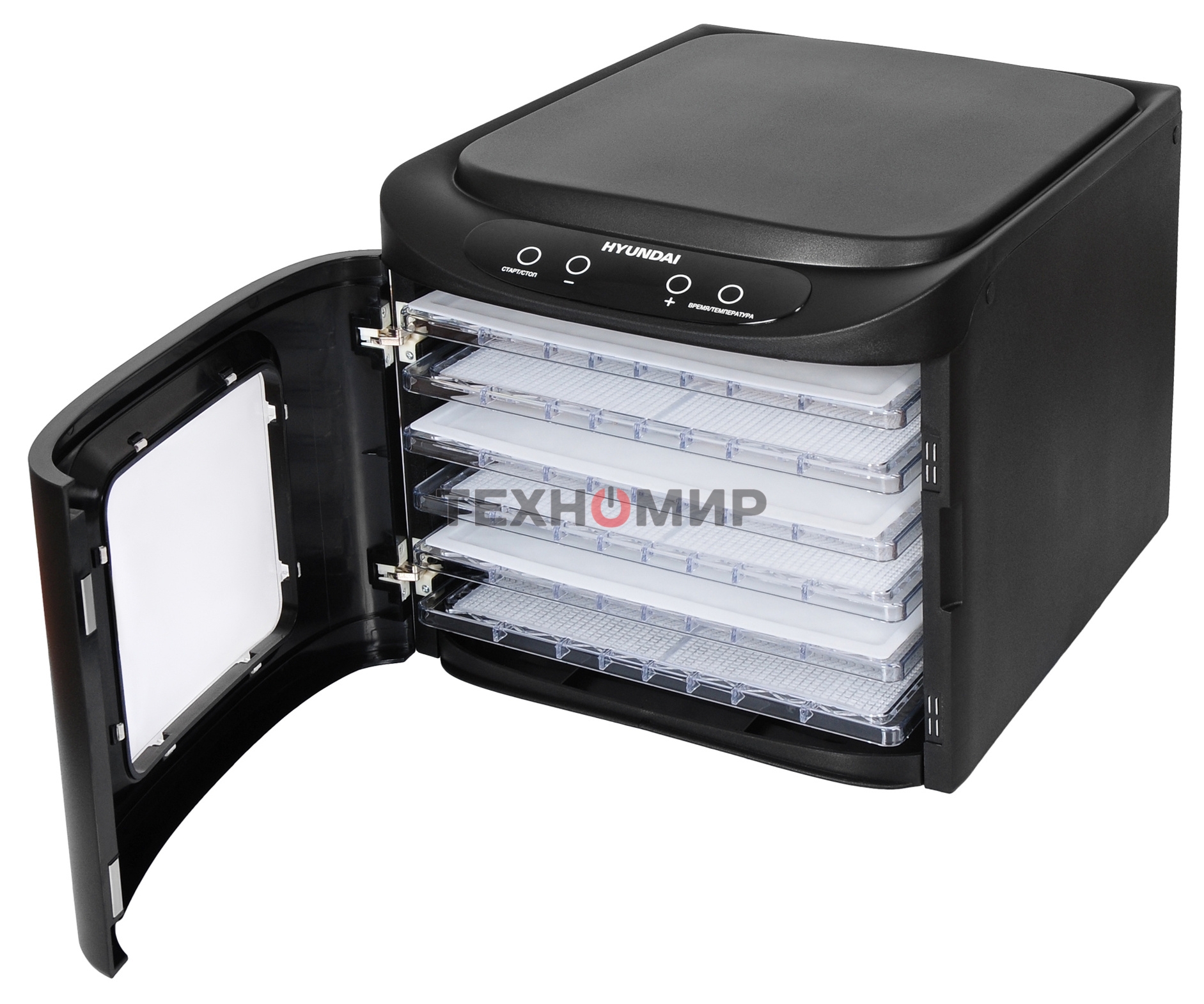 Сушка для фруктов и овощей Hyundai HYFD-P1203 12под. 500 Вт, черный