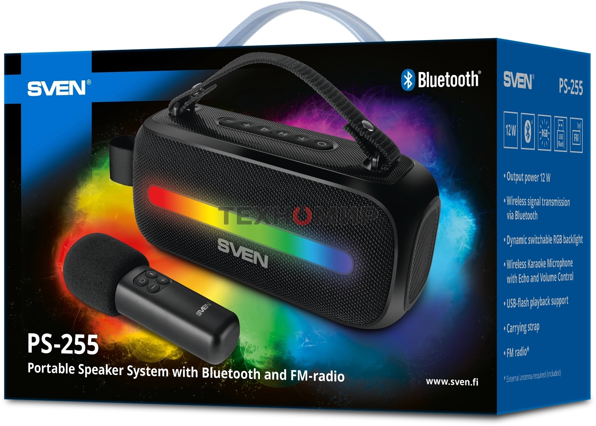 Колонка портативная Sven PS-255 черный 12W 1.0 BT 3600mAh (SV-022563)