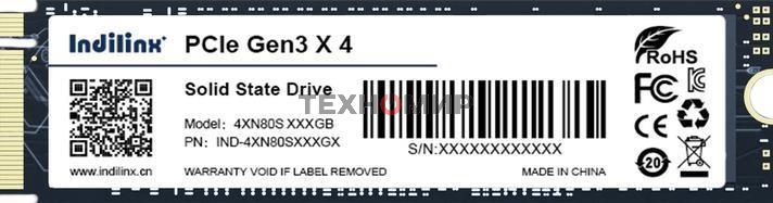 Накопитель SSD Indilinx IND-4XN80S, 256Gb, PCIe 3.0 x4, M.2 2280, NVMe, R/W 2300/1200