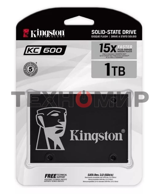 Накопитель SSD Kingston KC600, 1Tb, SATA III, 2.5