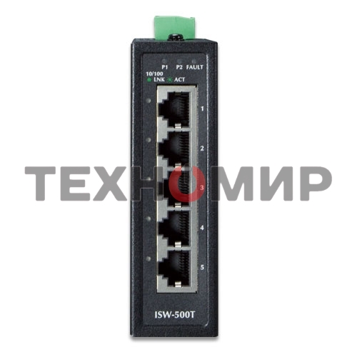 Коммутатор ISW-500T для монтажа в DIN рейку IP30 Compact size 5-Port 10/100TX Fast Ethernet Switch (-40~75 degrees C)