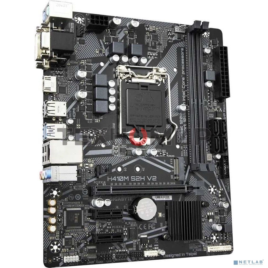 Материнская плата Gigabyte H410M S2H V2, LGA 1200, Intel H470, 2xDDR4, 4xSATA, 1xM.2, 1xPCIe 3.0 x16, 2xPCIe 3.0 x1, 1xDVI-D, 1xHDMI, 1xVGA, 1x 1Gb LAN, 2xUSB-A 3.2 Gen 1, 4xUSB-A 2.0, 3x3.5 мм, 7.1, Micro ATX
