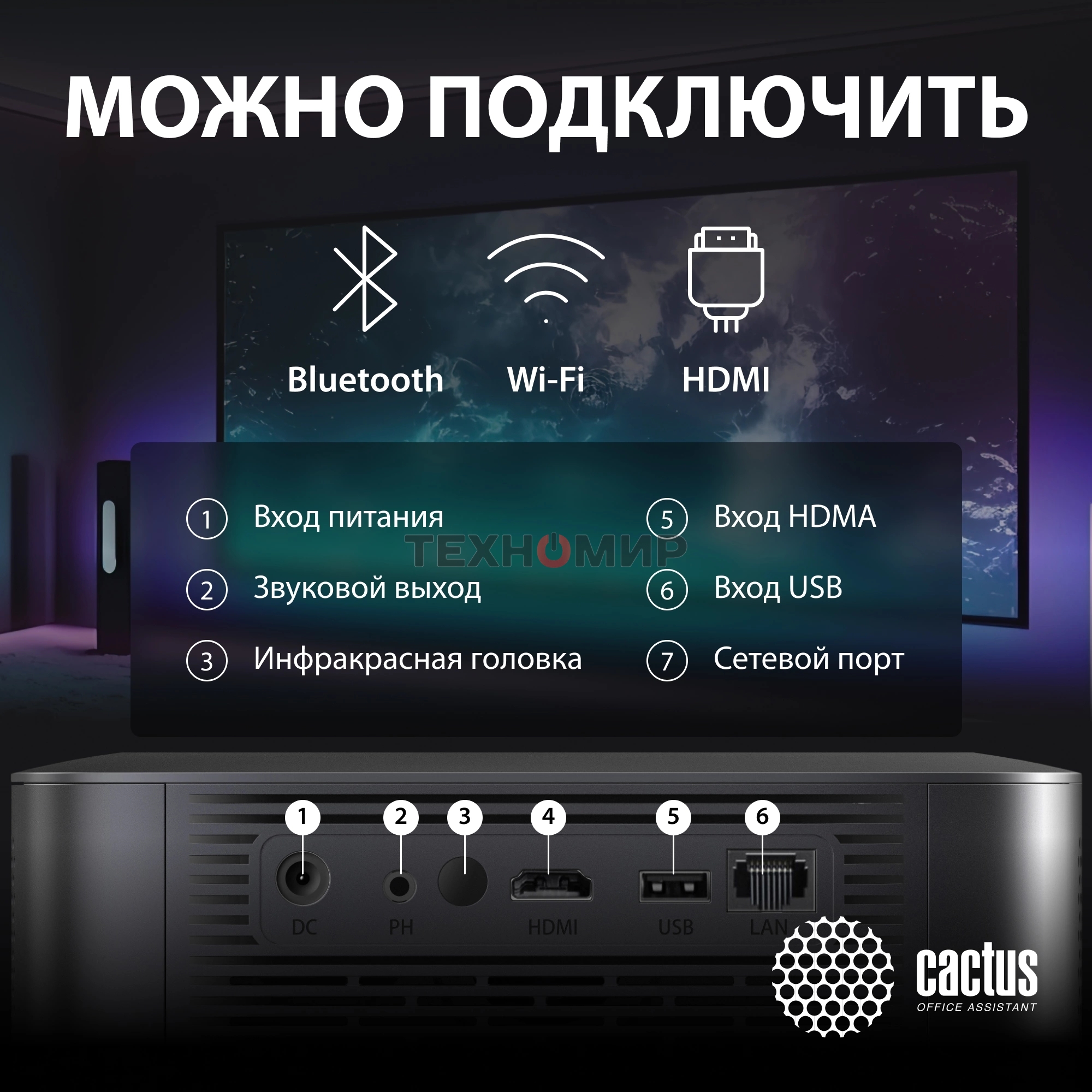 Проектор Cactus CS-E2.SG DLP 5600Lm (1920x1080) 200000:1 ресурс лампы:20000часов 1xUSB typeA 1xHDMI 4.2кг