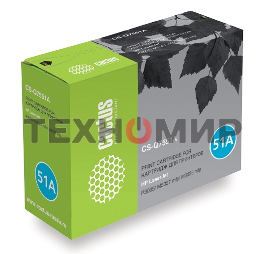 Картридж лазерный Cactus CS-Q7551A черный (6500 стр.) для HP Laser Jet P3005/M3027 mfp/M3035 mfp.