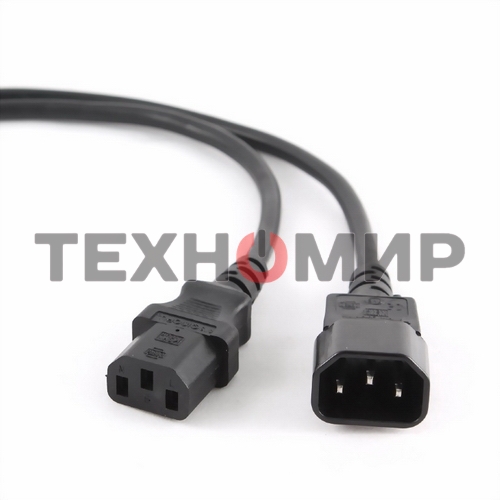 Кабель питания сист.блок-монитор Cablexpert PC-189-VDE-5M, 5м, C13-C14, VDE, 10А, Сечение провода: 0,75 мм2, черный, с заземлением
