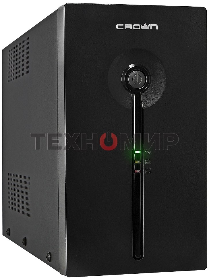 Источник бесперебойного питания CROWN Line Intractive CMU-SP800EURO USB 800VA\480W, корпус металл, 1x12V/9AH, розетки 4*EURO+1*IEC bybass, трансформатор AVR 140-290V, cъемный кабель 1.2 м, порт RJ11/45, порт USB, защита: от перегрузки, от КЗ, от скачков н