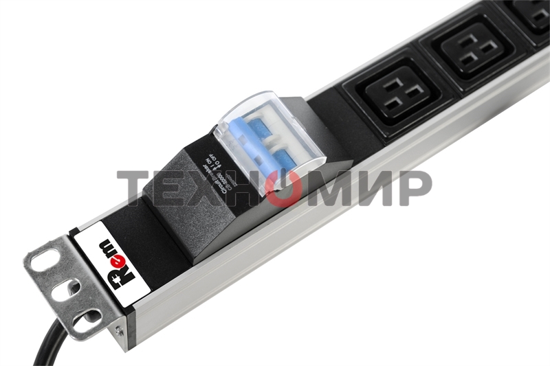 Блок силовых розеток Rem Rem-16, IEC 60320 С19 х 6, вход Schuko, шнур 3 м, 45х484х45 мм (ВхШхГ), 16А, автомат