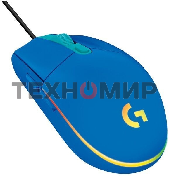 Мышь проводная Logitech G102 LIGHTSYNC синий, 8000 dpi, USB, кнопки - 6