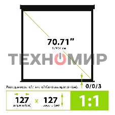 Экран Cactus 127x127см Wallscreen CS-PSW-127X127-BK 1:1 настенно-потолочный рулонный черный